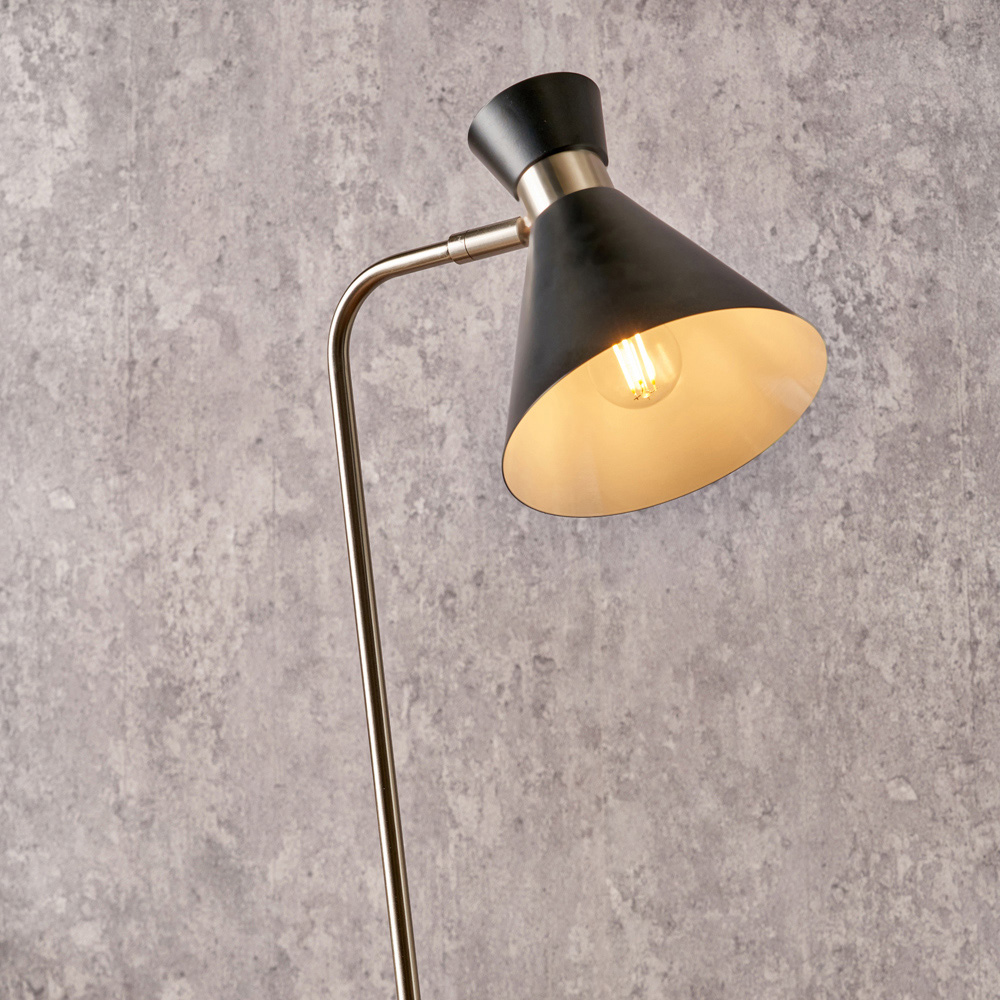 Pacific Lifestyle Benedict Black and Brushed Silver Metal Floor Lamp Image 3