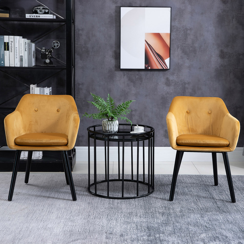 Portland Set of 2 Yellow Velvet Touch Fabric Dining Chair Image 4