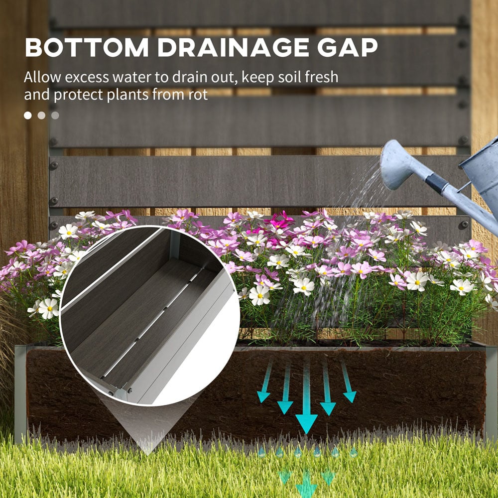 Outsunny Dark Grey Raised Garden Bed Trellis Planter Image 6