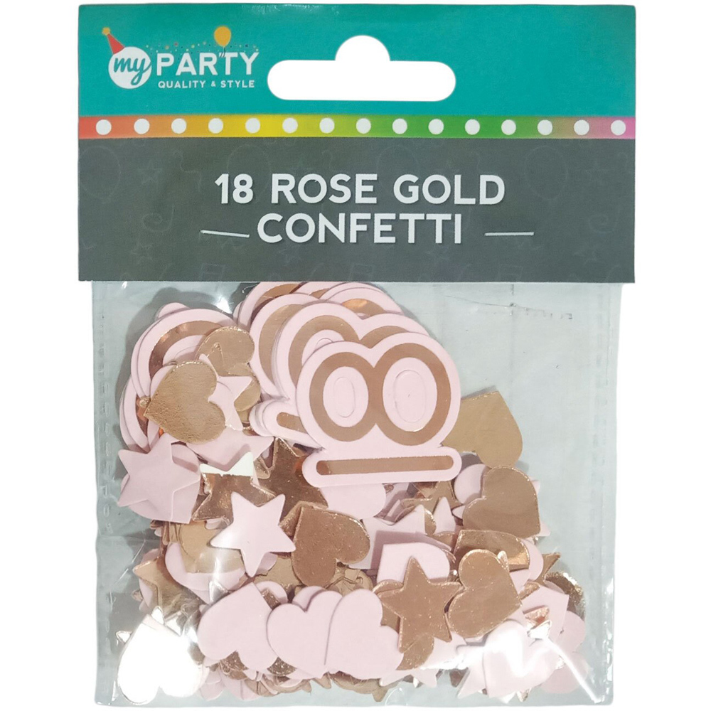My Party Birthday Number Rose Gold Paper Confetti - 18 Image