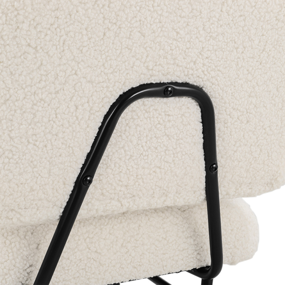 Living and Home Beige Faux Wool Accent Chair Image 5