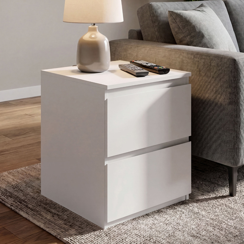 VIDA DESIGNS Denver 2 Drawer White Large Bedside Cabinet Set of 2 Image 3