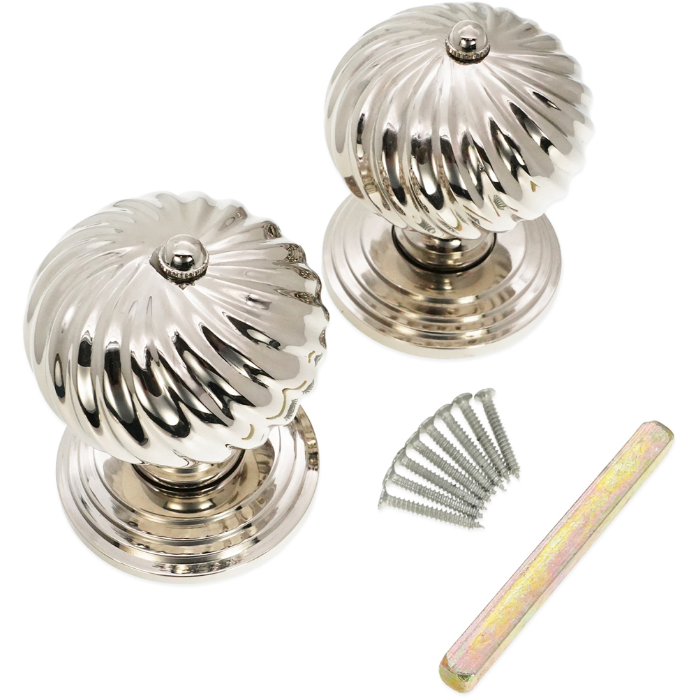 Spira Brass Polished Nickel Burcot Mortice Door Knob 2 Pack Image 4