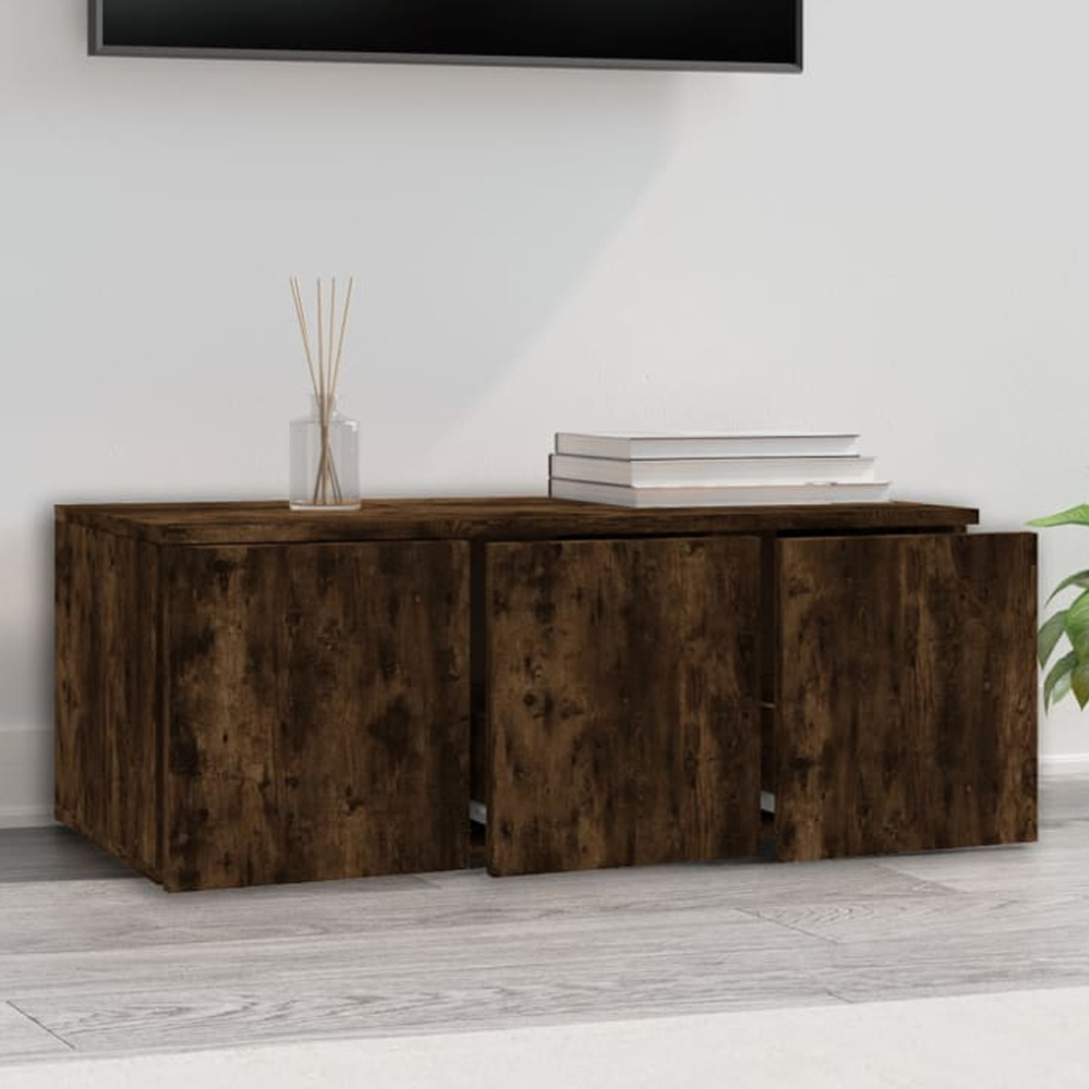 vidaXL 3 Drawer Smoked Oak TV Cabinet Image 1