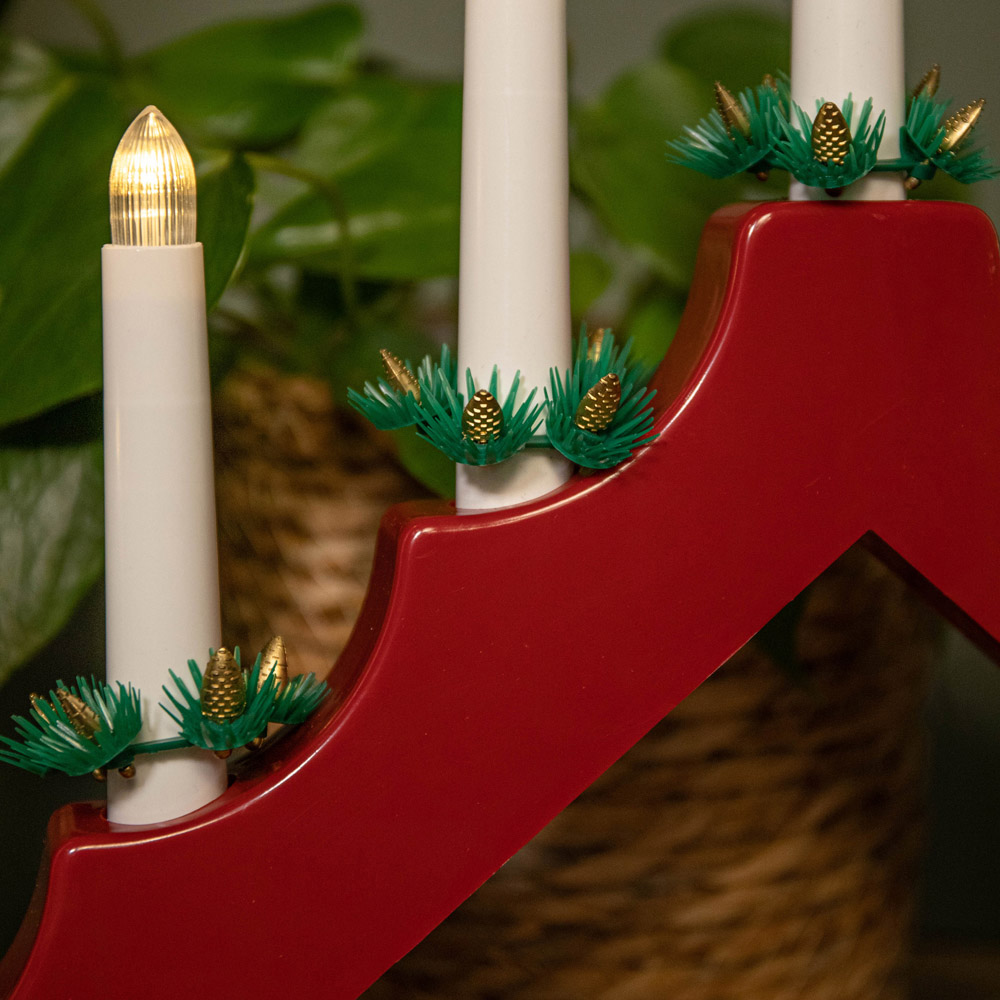 Samuel Alexander Light Up Red Wooden Christmas Candle Bridge Image 2