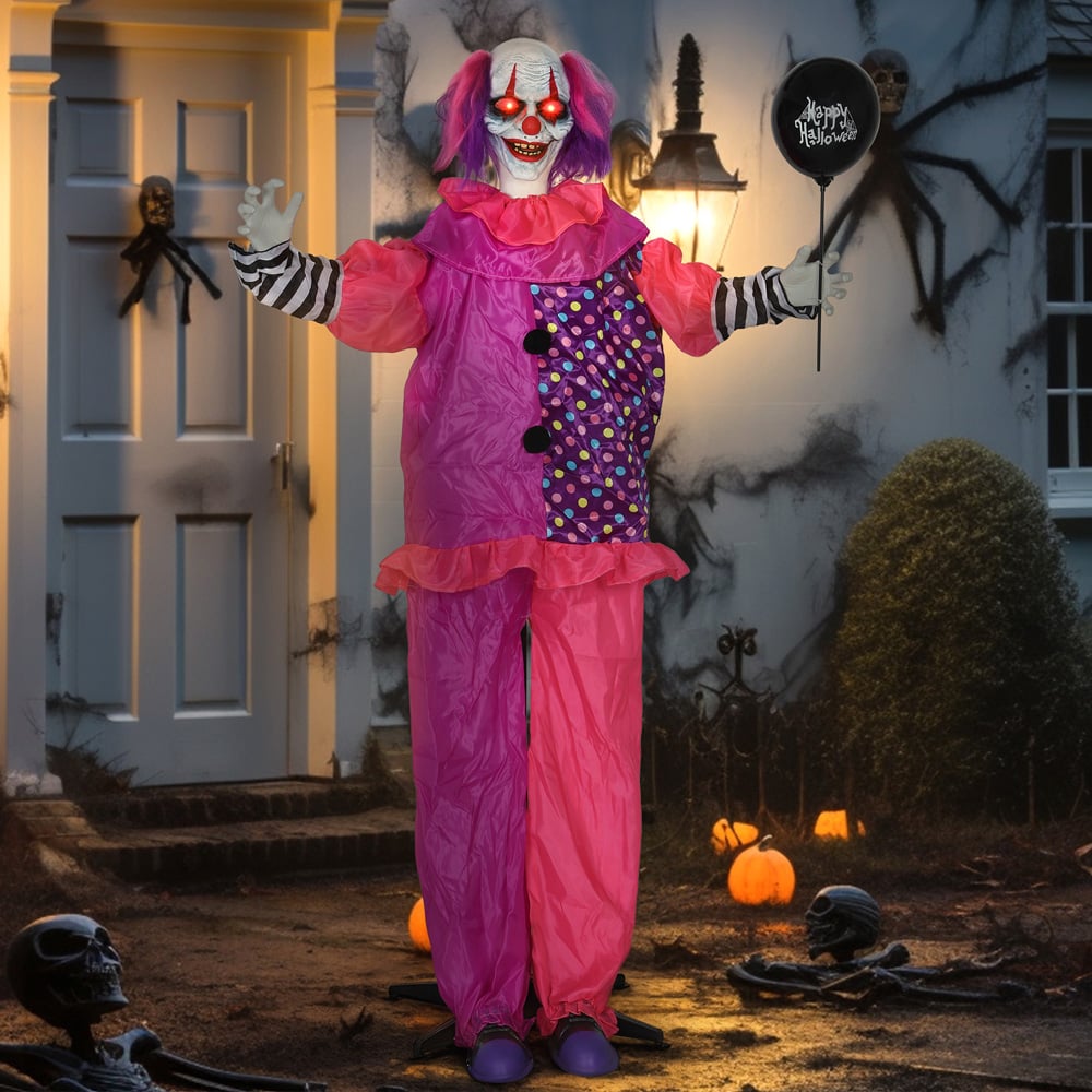 Outsunny Life Size Animated Clown with Light Up Eyes Halloween Decoration 5.7ft Image 4
