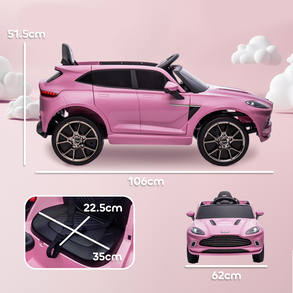 Tommy Toys Pink Aston Martin DBX Licensed Kids Electric Car with Remote 12V Image 9