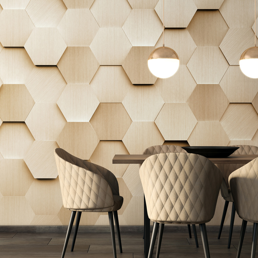 Origin Murals Metal Hexagons Gold Wall Mural Image 1