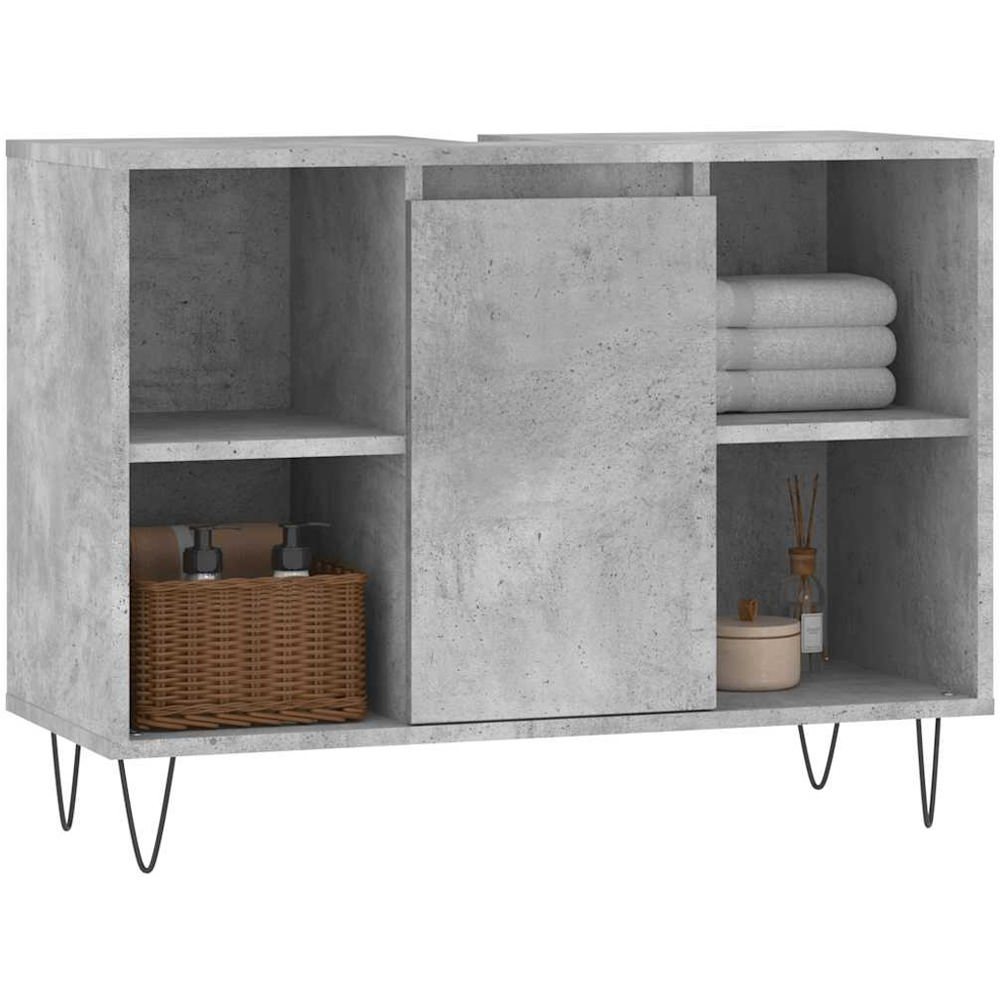 vidaXL Single Door 4 Open Shelf Concrete Grey Bathroom Cabinet Image 3