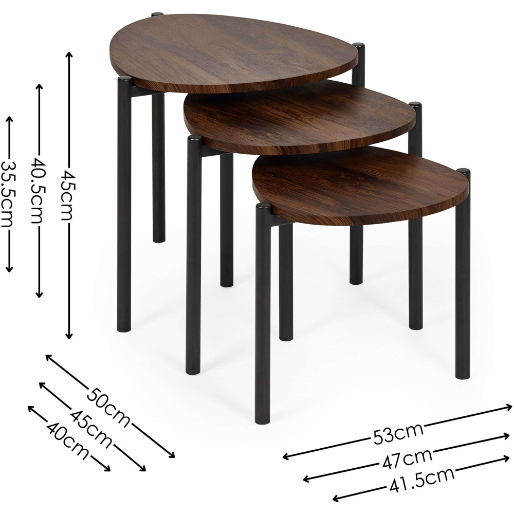 Julian Bowen Lorette Walnut Effect Teardrop Nest of Tables Set of 3 Image 9