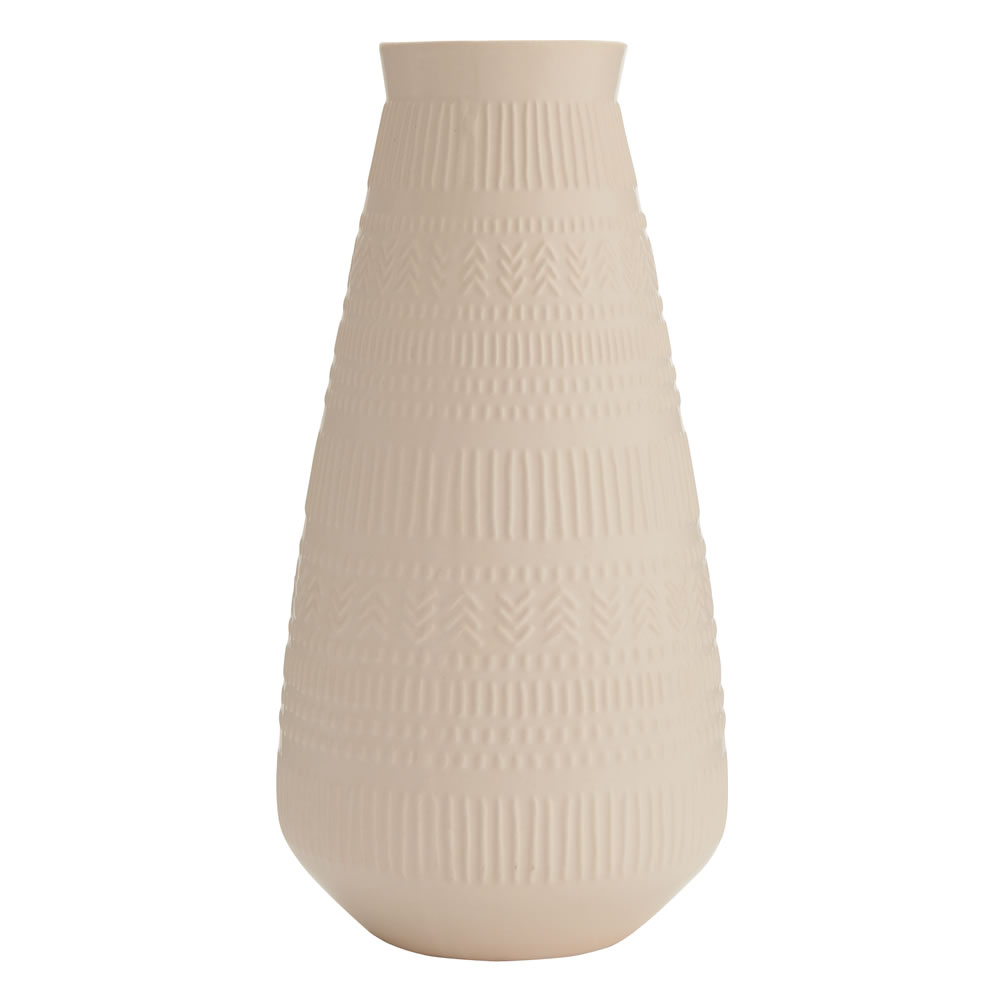 Wilko Embossed Pattern Vase Cream Image 1
