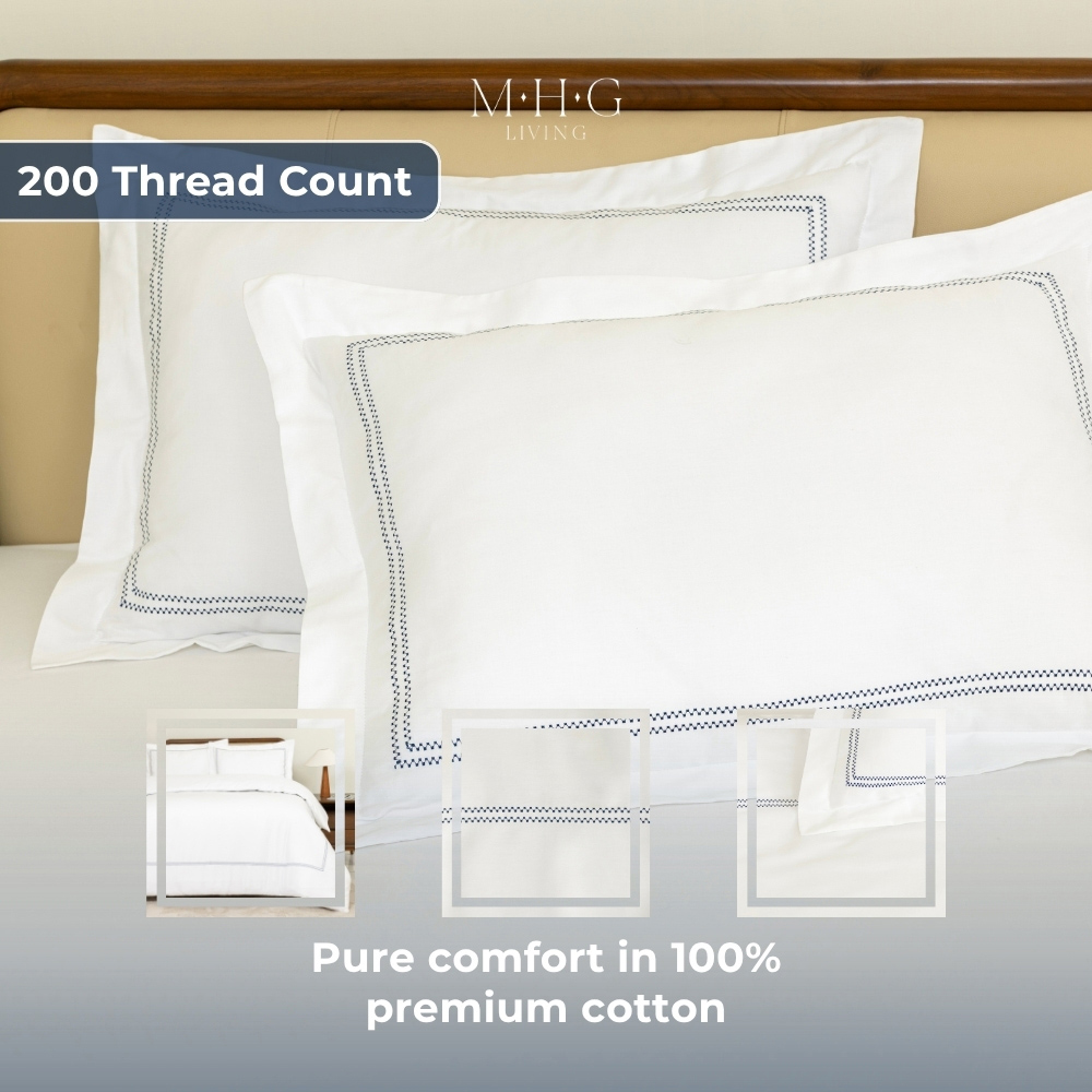MHG Living Double Oxford Navy 200 Thread Count Duvet Cover Set Image 3