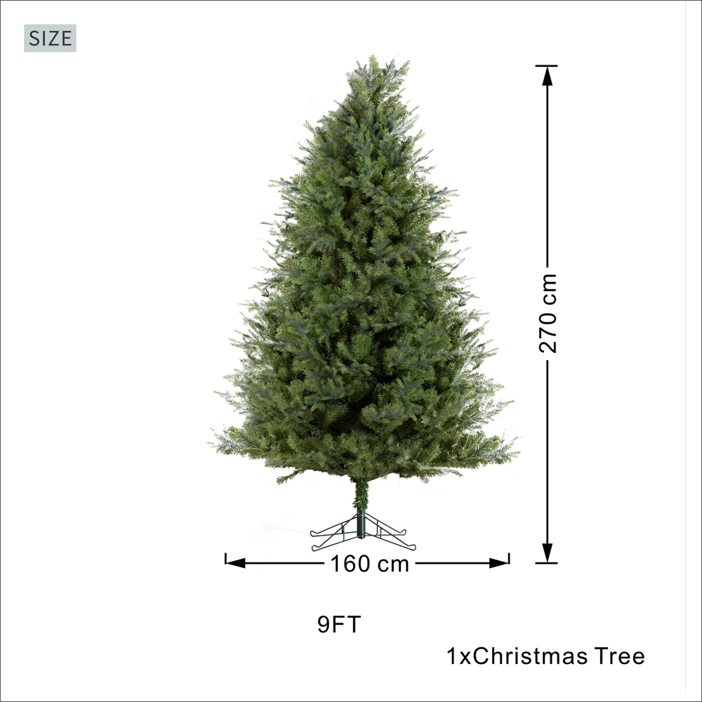 Abrihome Green Artificial Christmas Tree with 1566 Tips and Metal Stand 9ft Image 9
