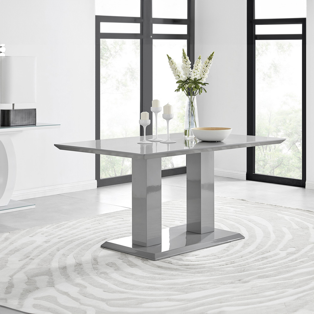 Furniturebox Molini Kensington 6 Seater Dining Set Grey Gloss and Chrome Image 2