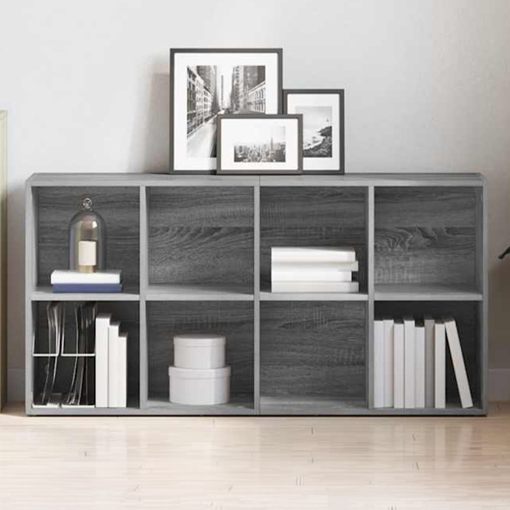 vidaXL 8 Shelf Grey Sonoma Bookcase Image 1