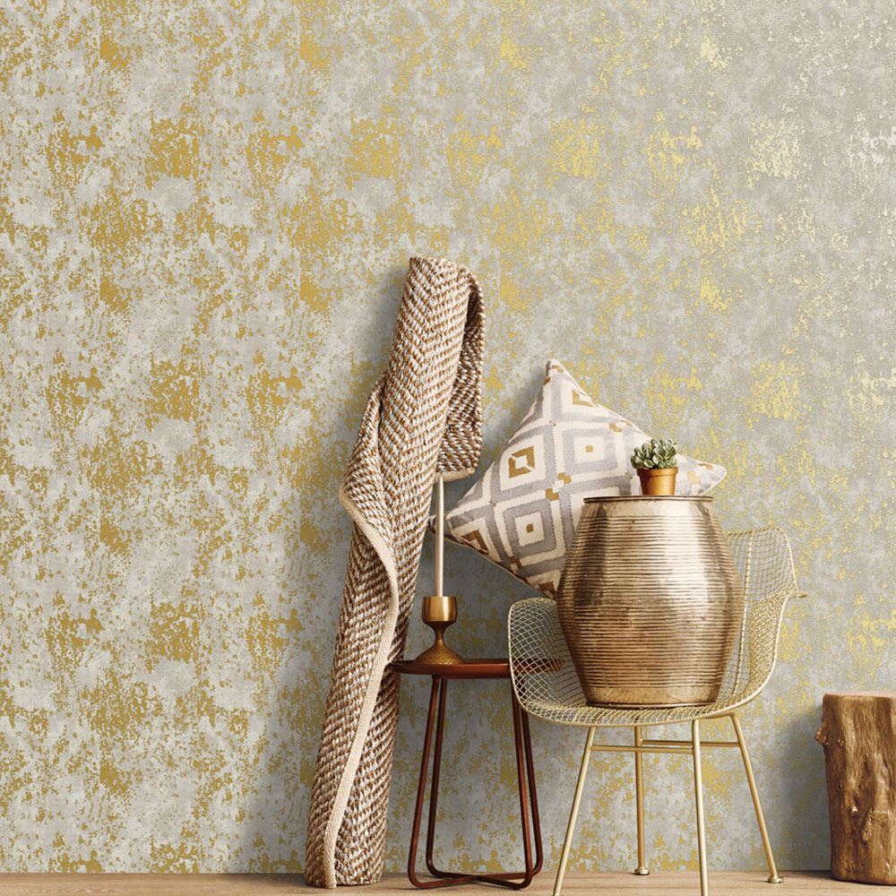 Galerie Metallic FX Metallic Gold and Grey Wallpaper Image 2