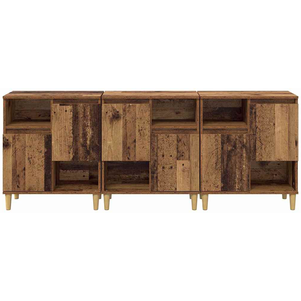 vidaXL 2 Door 2 Open Shelf Old Wood Sideboard with Wooden Legs Set of 3 Image 5