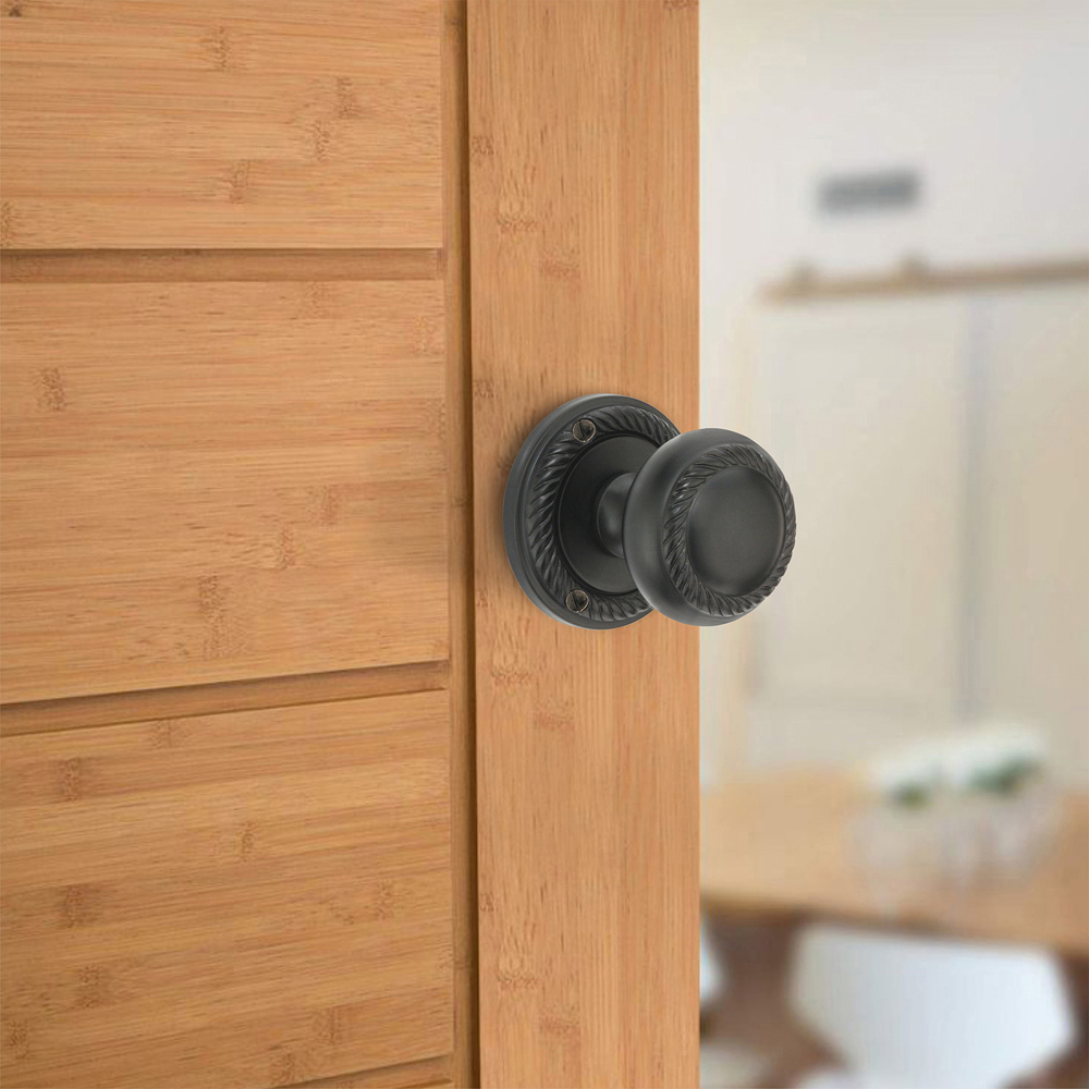 Spira Brass Matt Black Georgian Mortice Door Knob 2 Pack Image 2