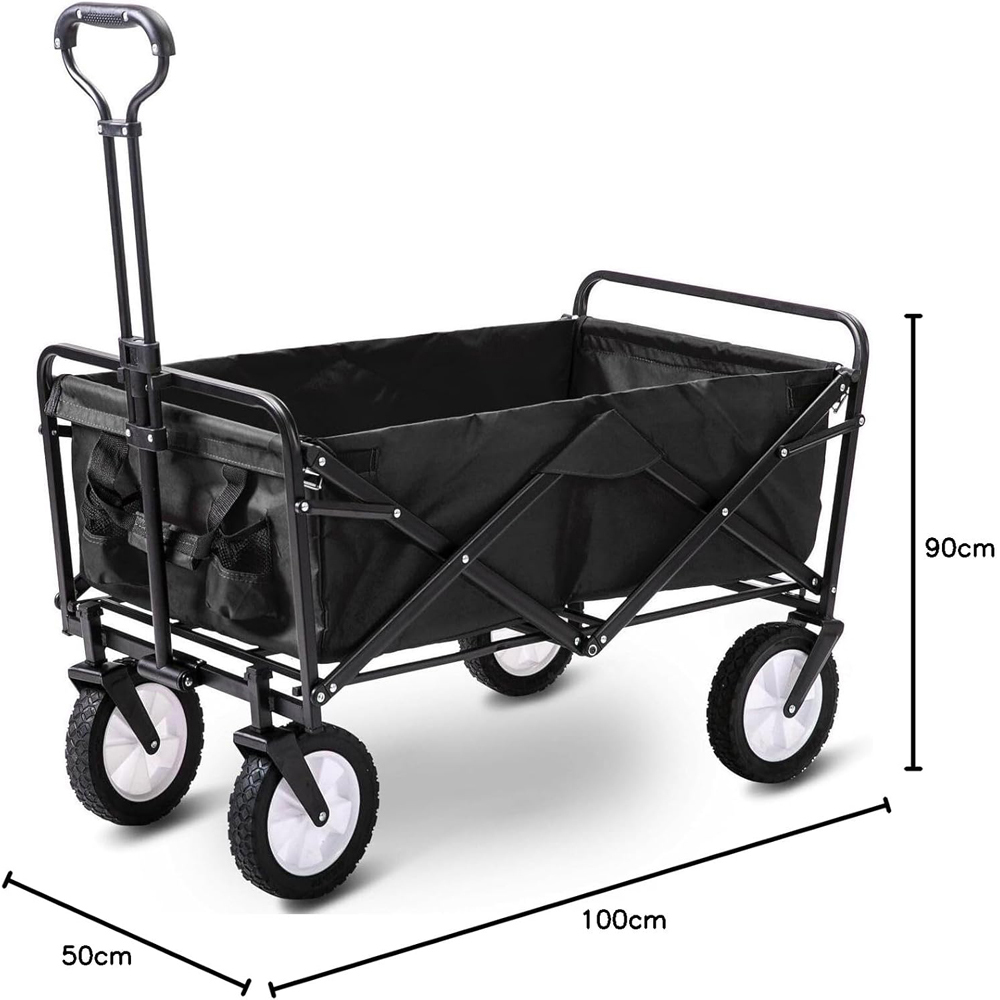 Alivio Black Foldable Wagon Cart with Adjustable Handle Image 9