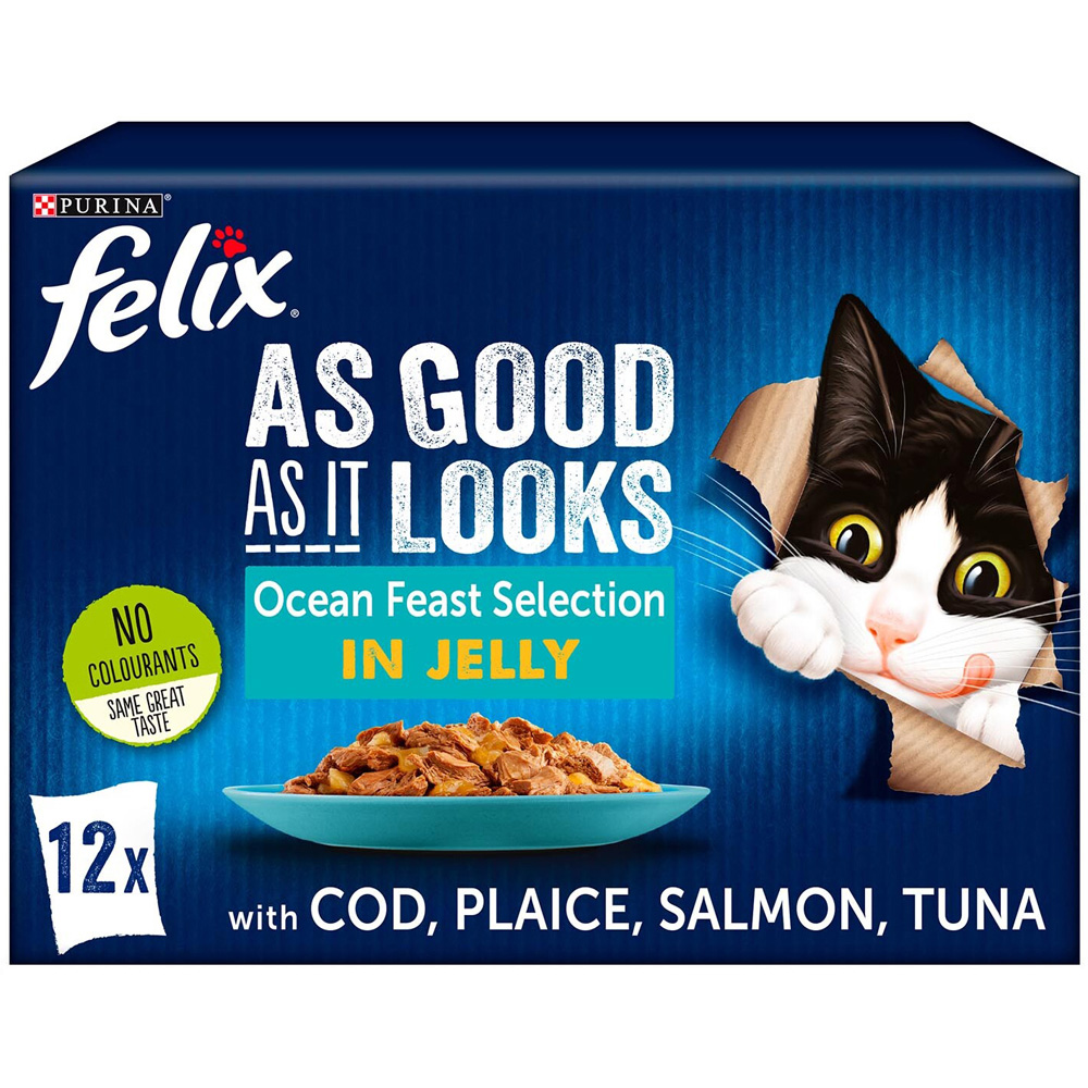 Felix As Good As It Looks Ocean Feast Selection in Jelly Wet Adult Cat Food 100g 12 Pack Image 1