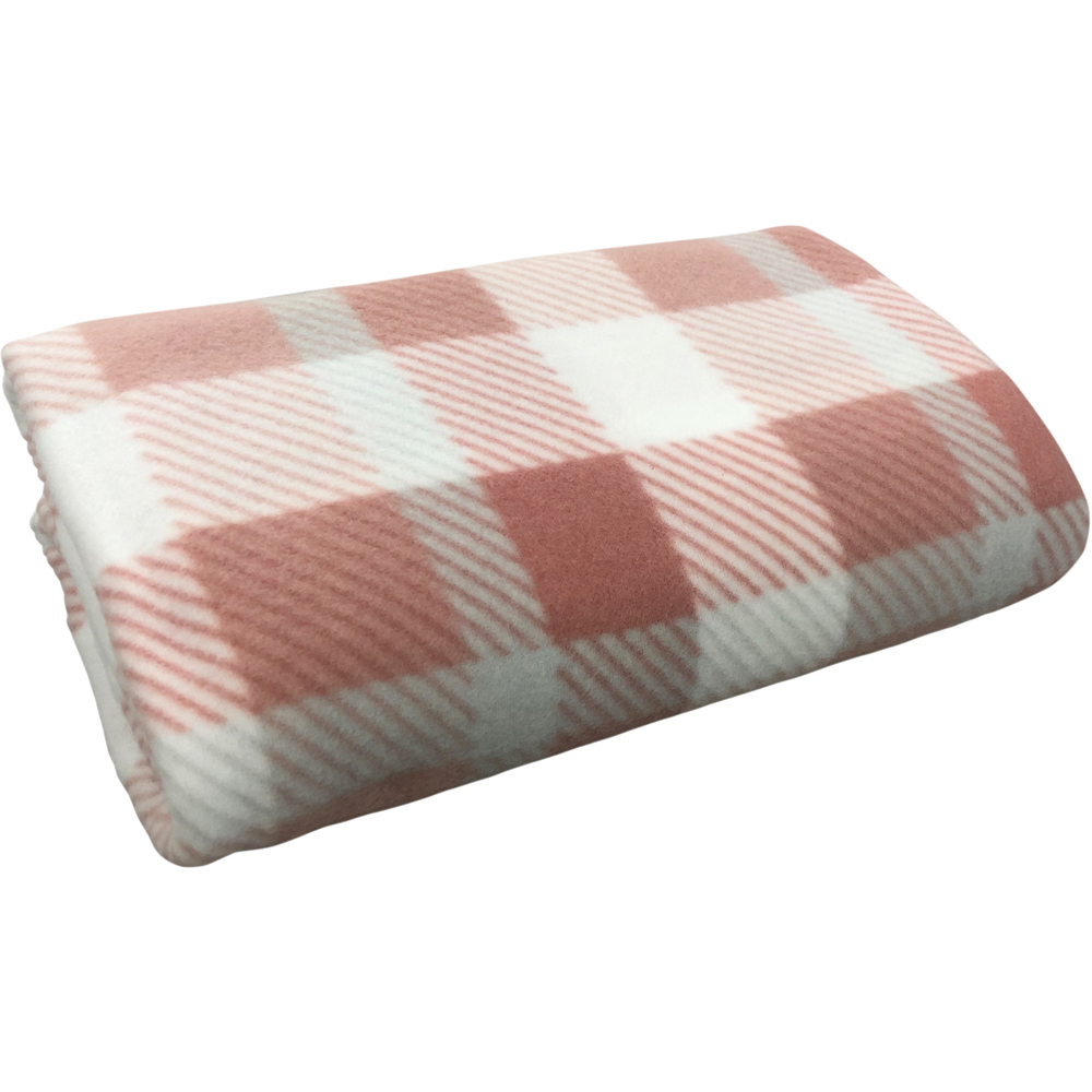 Velosso Blush Pink Check Polar Fleece Blanket 152 x 127cm Image 2