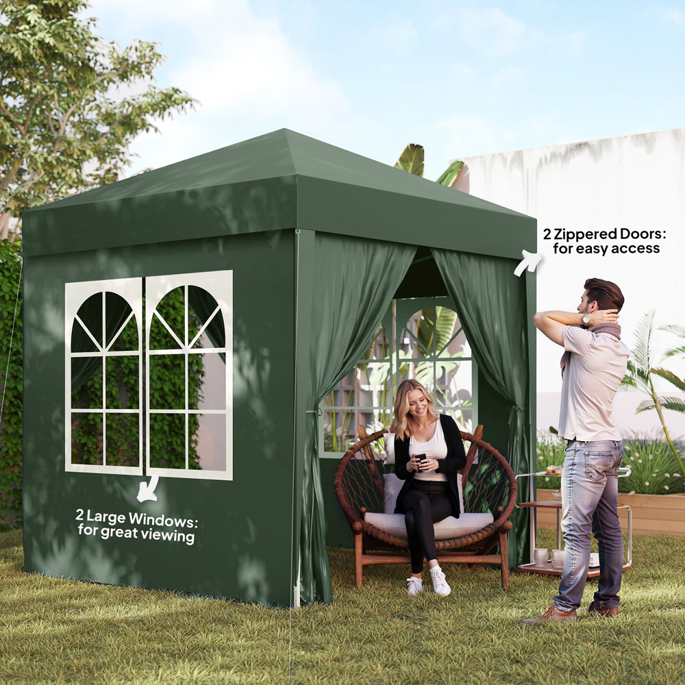 Outsunny 2 x 2m Green Marquee Pop Up Gazebo Party Tent Image 3