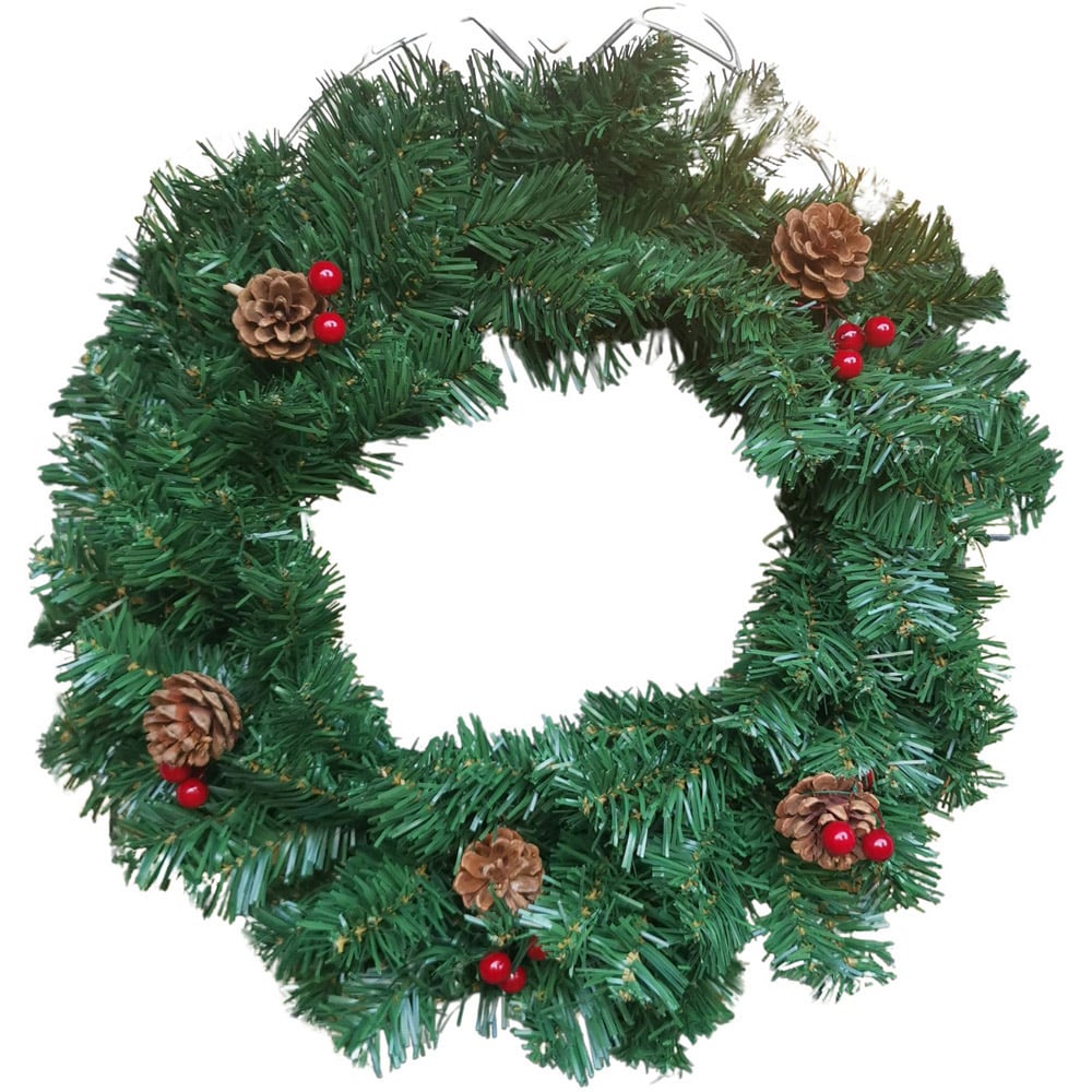 Premier Christmas Wreath with Festive Berry and Pinecones 50cm Image 1