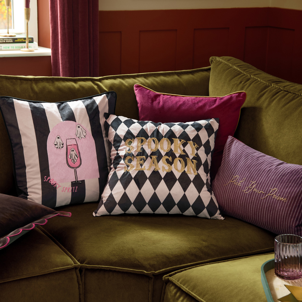 Furn Spooky Season Monochrome and Gold Velvet Halloween Cushion 45 x 45cm Image 5