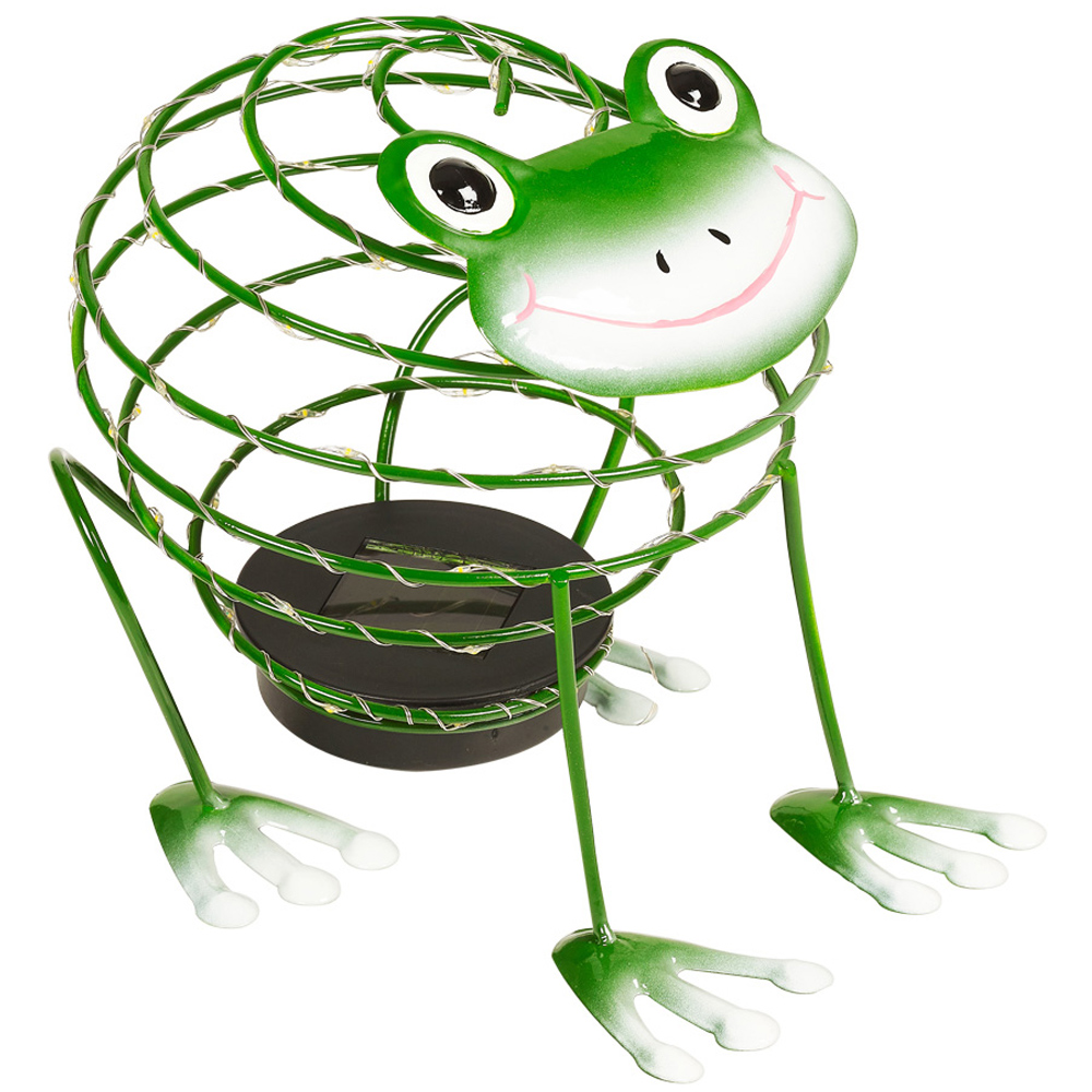 GardenKraft Micro LED Solar Wire Frog Statue Image 1