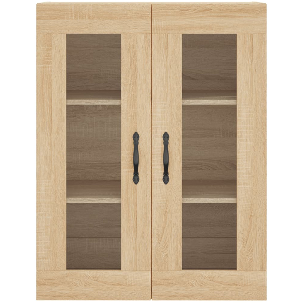 vidaXL 2 Glass Door Brown Sonoma Oak Wall Mounted Cabinet 2 Pack Image 6