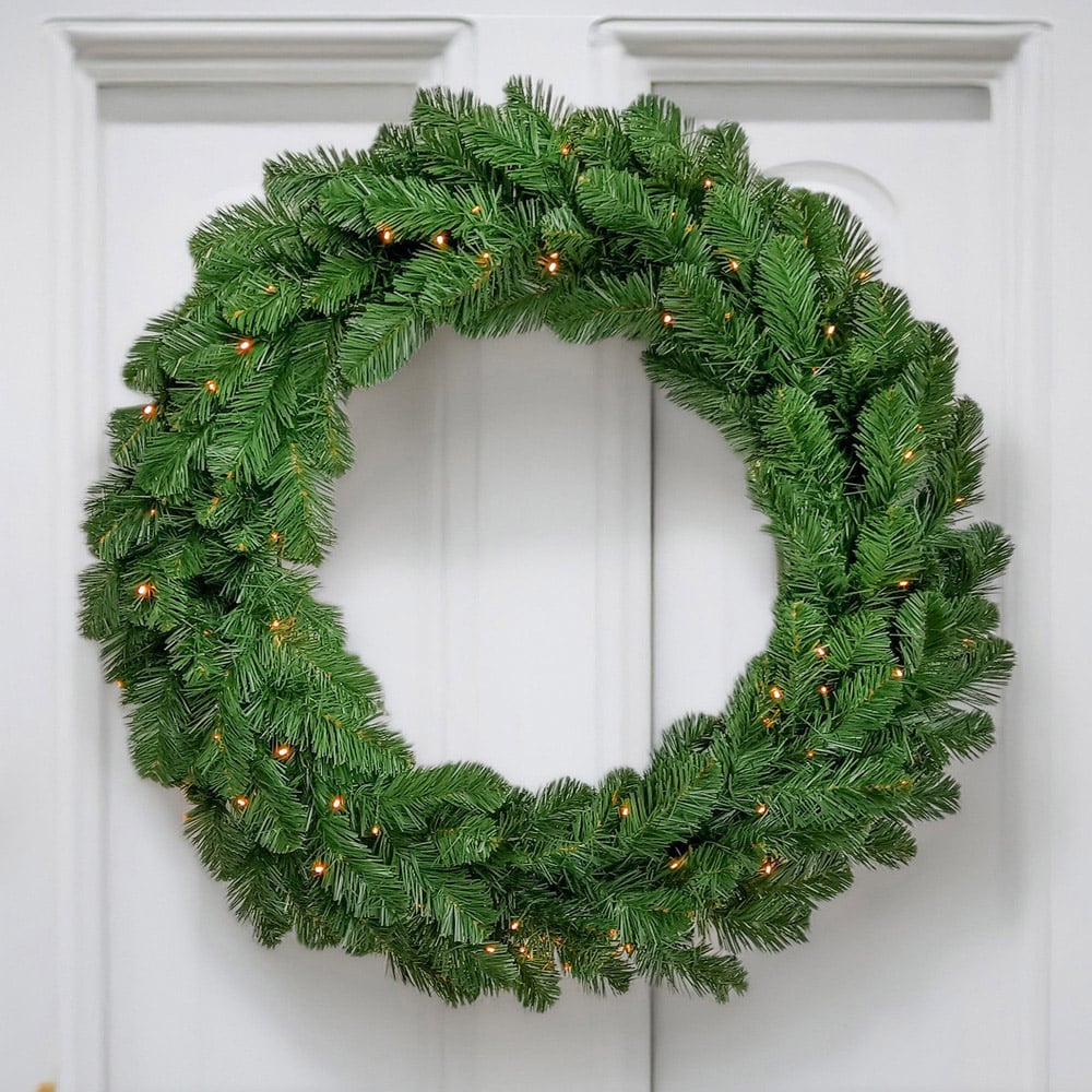 The Christmas Centre 100 Warm White LED Pre-Lit Wreath 90cm Image 3
