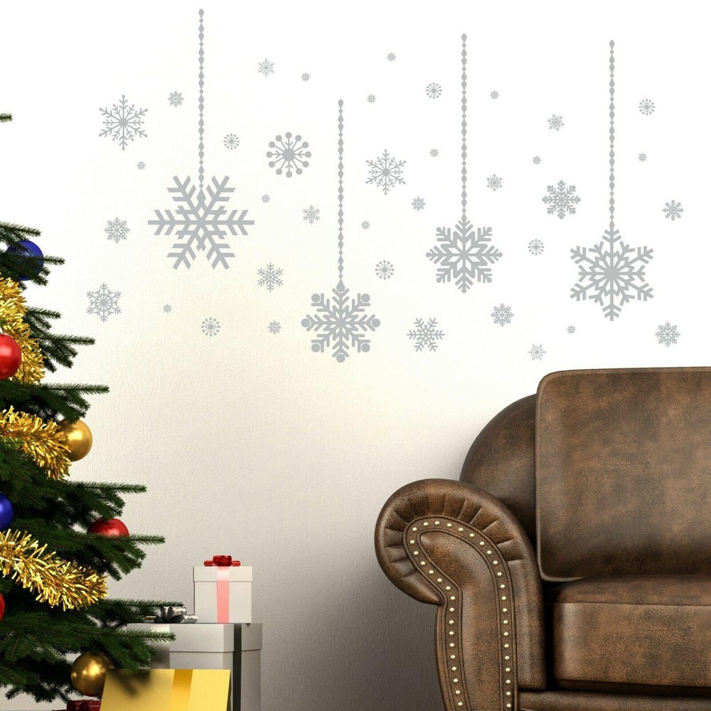 Walplus Christmas Silver Snowflakes Self Adhesive Wall Stickers 51 Piece Image 3