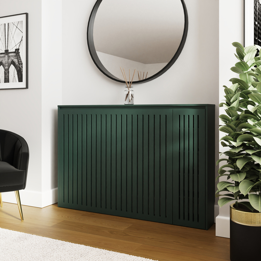 GFW Cooper Single Door Forest Green Radiator Cover Image 3