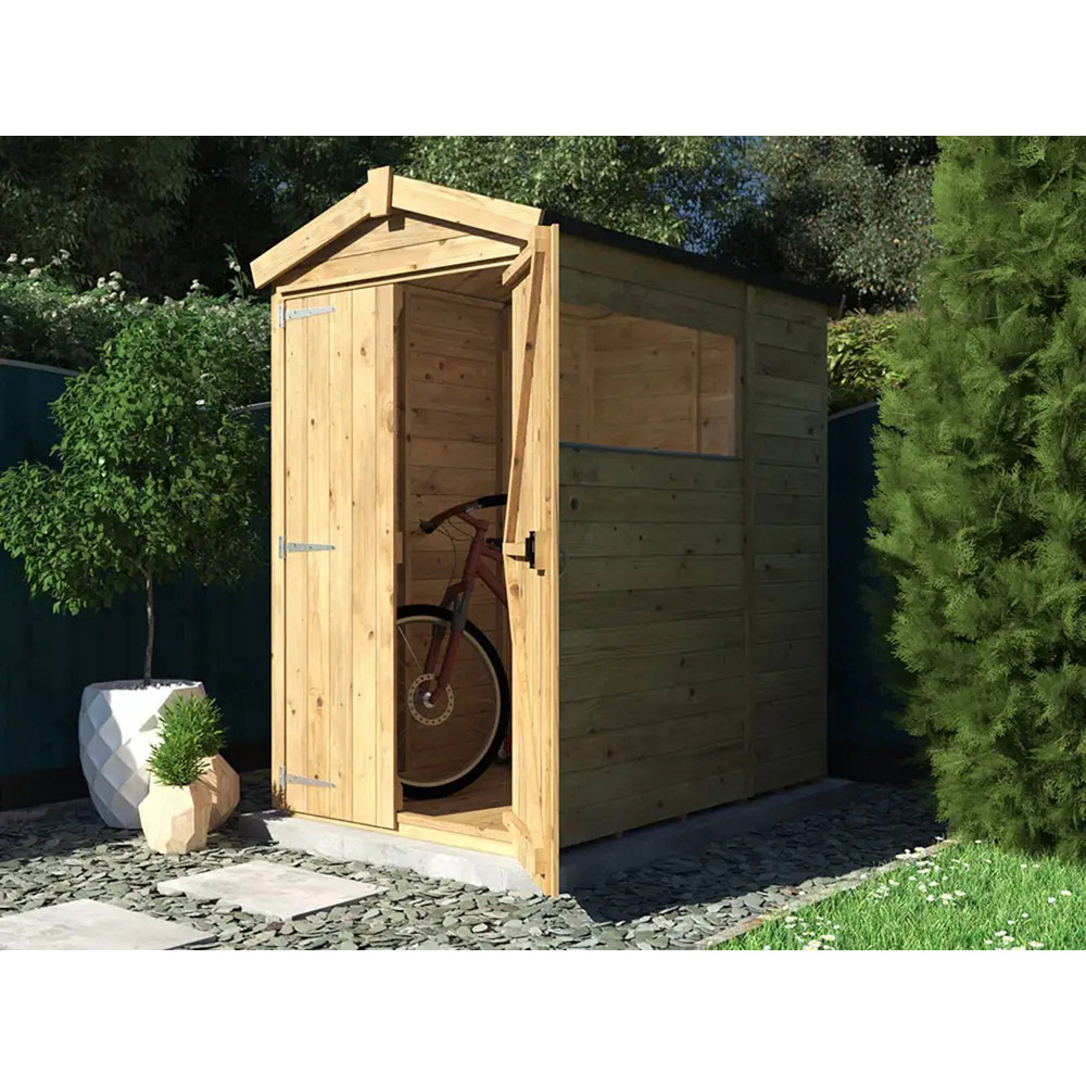 Dunster House Overlord 4 x 6ft Modular Brown Apex Garden Shed Image 2