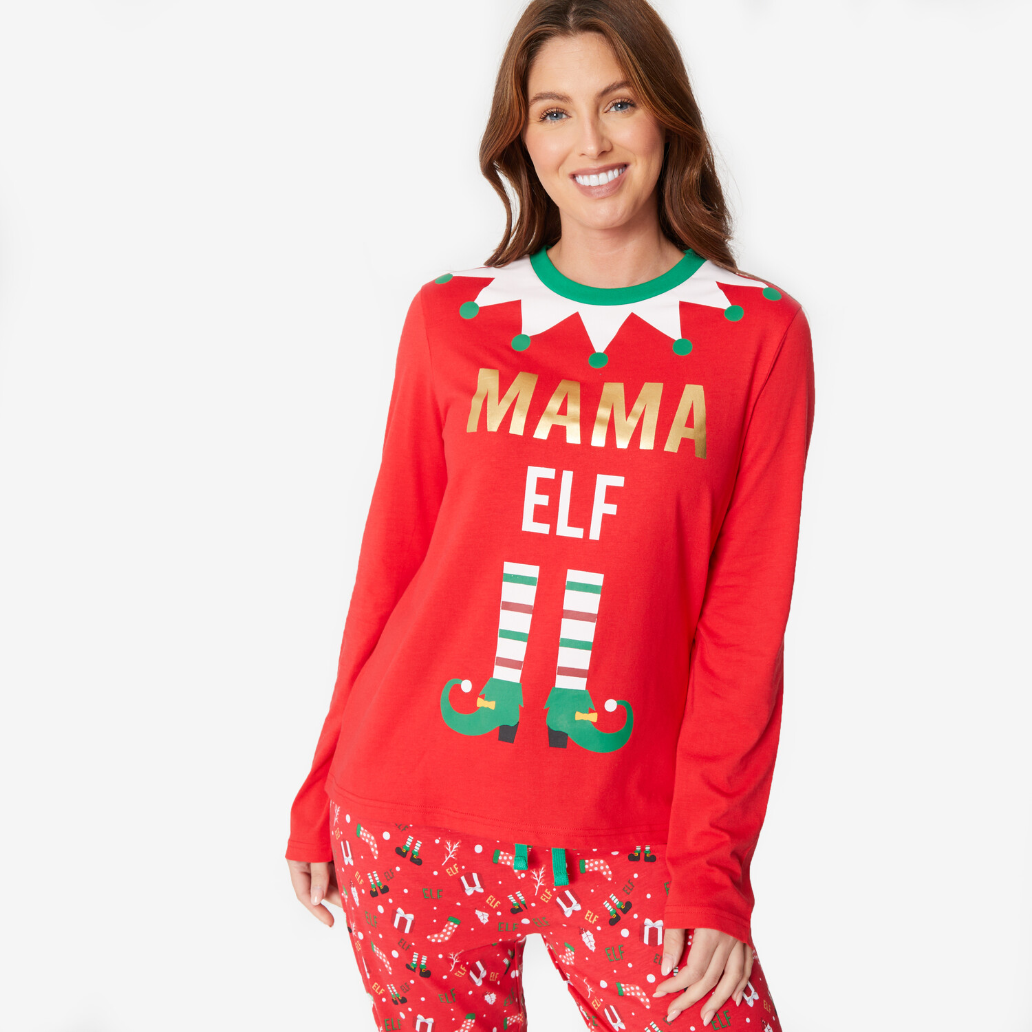 Ladies Elfmas Family Pyjama Set - 14-16 Image 1