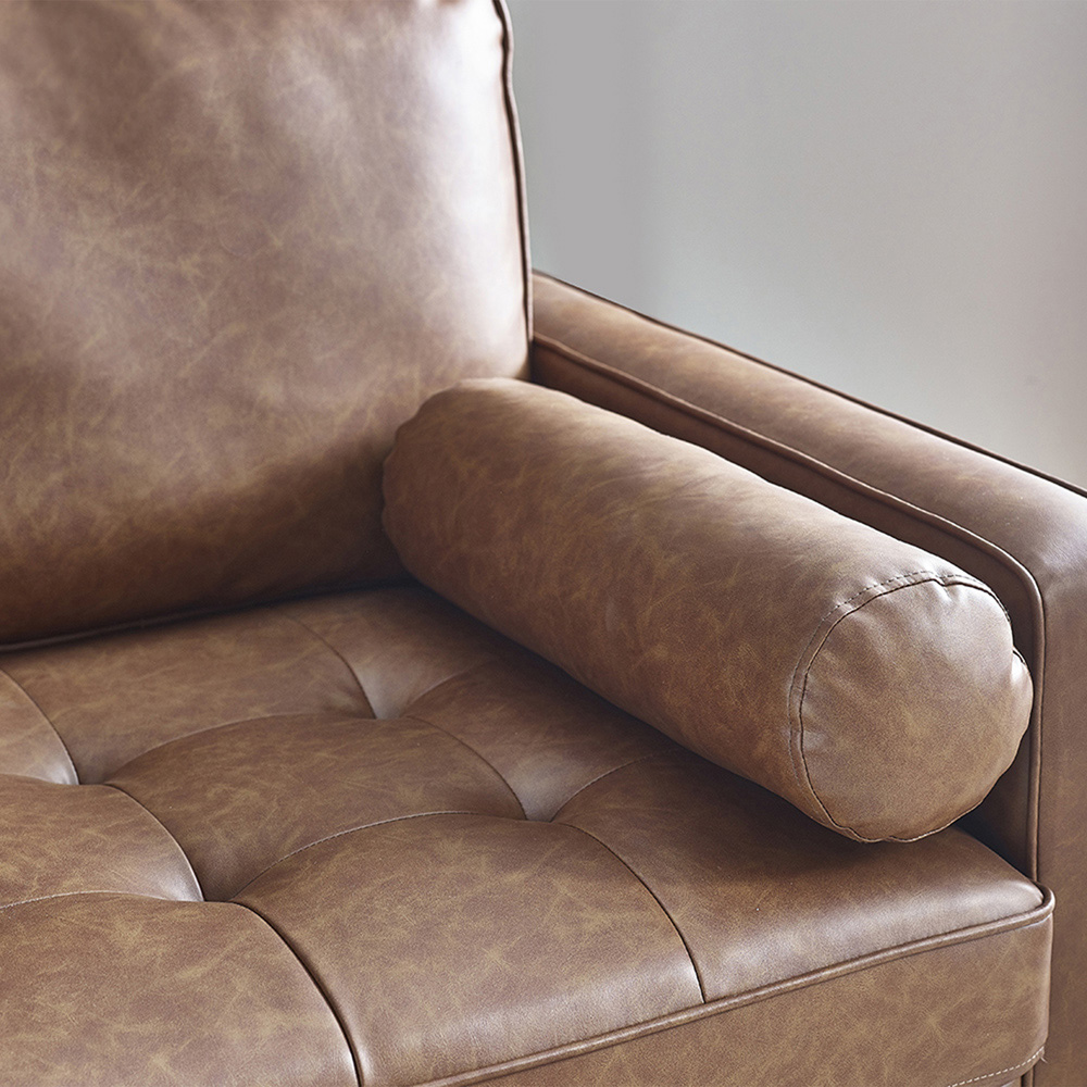 Julian Bowen Henley 3 Seater Brown Faux Leather Sofa Image 6