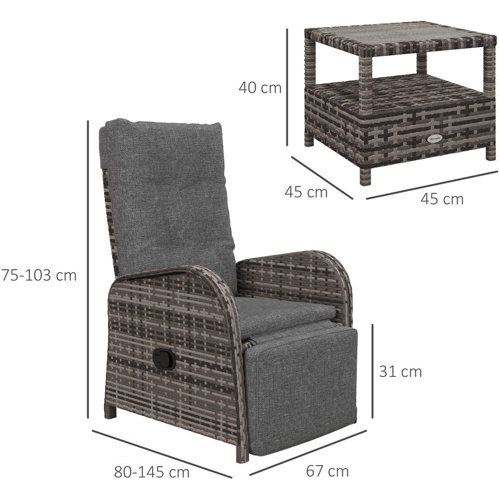 Outsunny 2 Seater Rattan Wicker Chaise Lounge Sofa Set Image 7