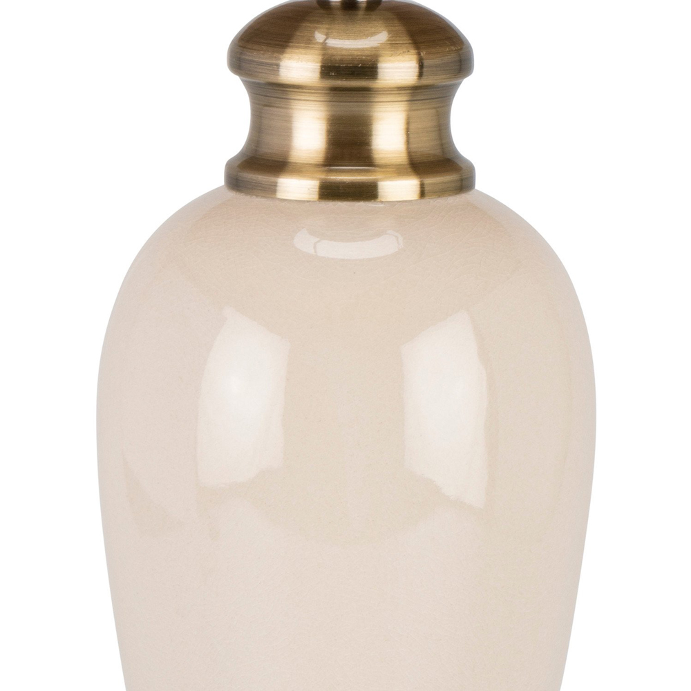 Ivory Ceramic and Brass Vintage Lamp with Pleated Shade Image 4