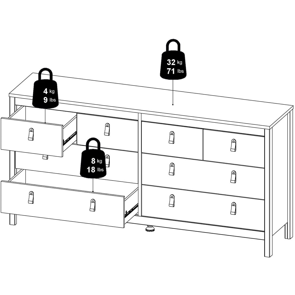 Florence Barcelona 8 Drawer Cashmere Double Dresser Image 9
