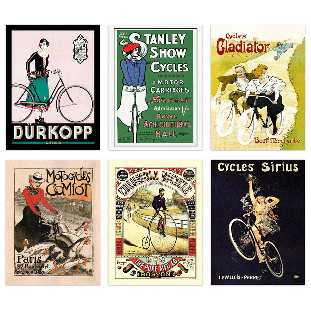 Artery8 Vintage French Bicycle Adverts Wall Art Print 30 x 41cm 6 Pack Image 1