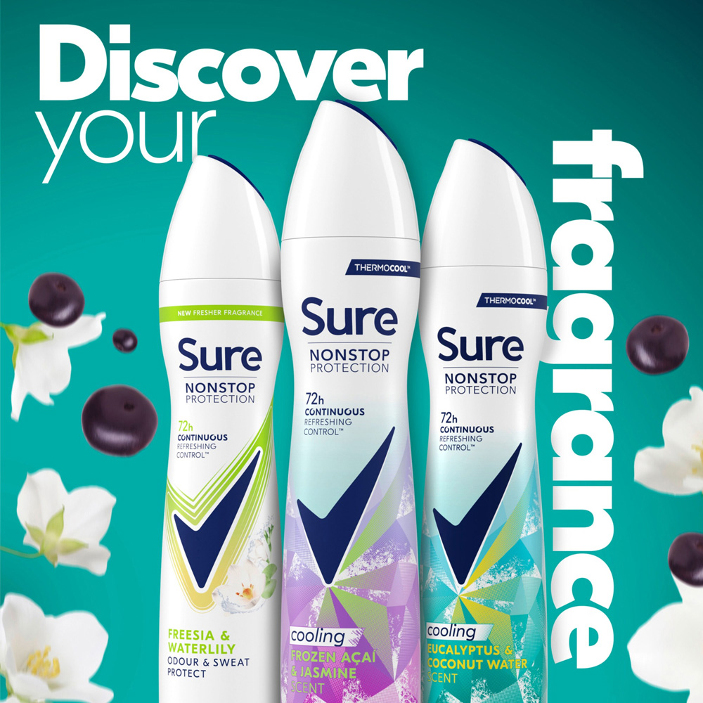 Sure Women Nonstop Protection Frozen Acai and Jasmine Antiperspirant Deo 250ml 6 Pack Image 6