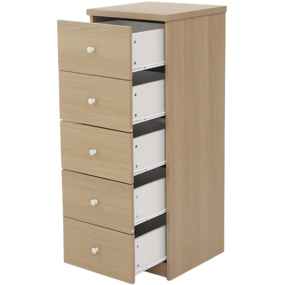 Core Products Freya 5 Drawer Smoked Oak Foil Finish Narrow Chest of Drawers Image 3