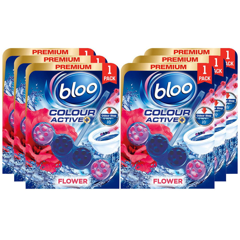 Bloo Colour Active Fresh Flower Toilet Rim Block 50g 6 Pack Image 1