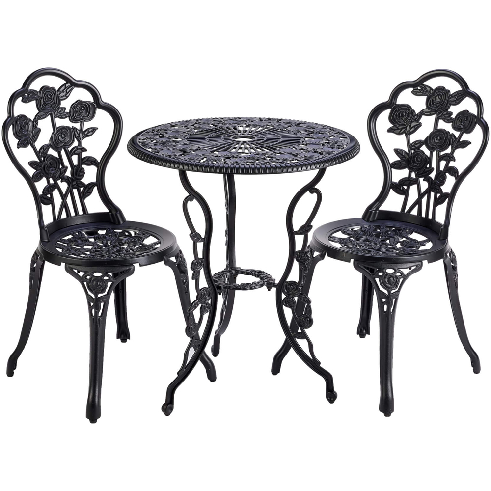 Home Source Rose 2 Seater Grey Outdoor Garden Bistro Set Image 2