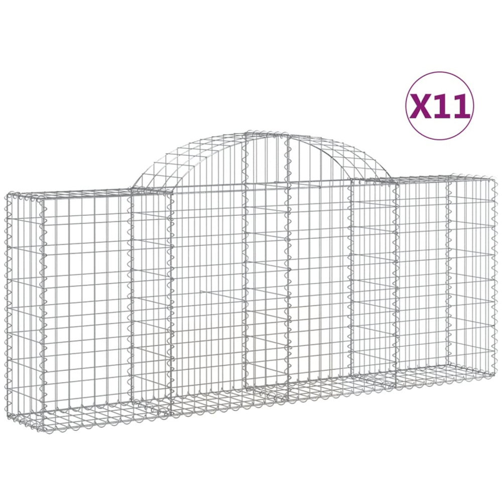 vidaXL Silver Galvanised Iron Arched Gabion Basket 200 x 30 x 80/100cm 11 Pack Image 4