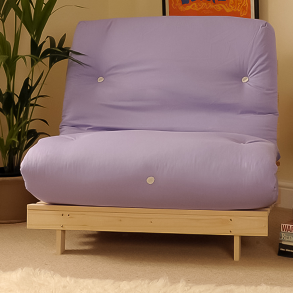 Brooklyn Luxury Small Single Sleeper Lilac Futon Base and Mattress Image 1