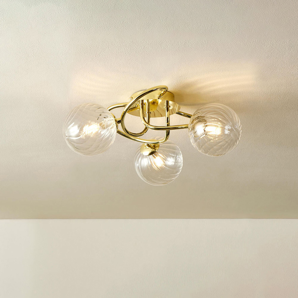 Amelia 3 Way Ceiling Light Fitting Polished Brass Image 4
