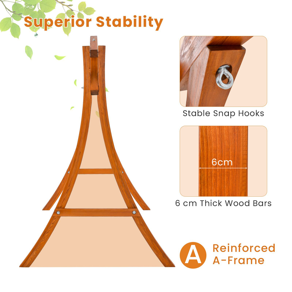 Costway Curved Wooden Garden Swing Frame Image 6