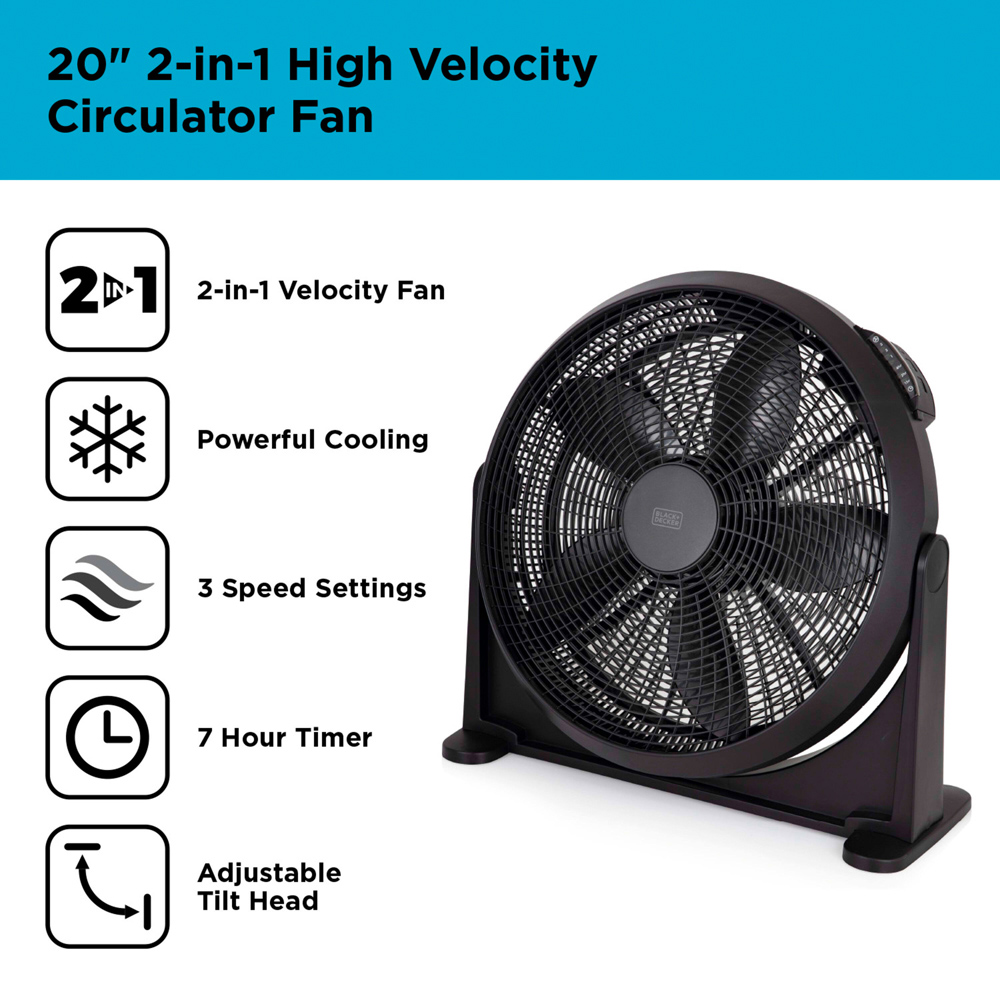 Black+Decker Black High Velocity Air Circulator 20 inch Image 6