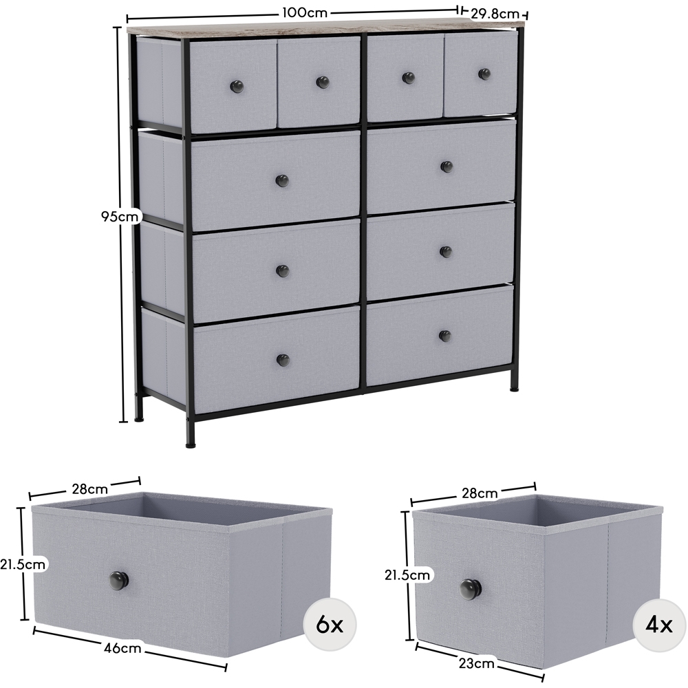 Vida Designs Chorley 10 Drawer Beige and Grey Wood Fabric Chest of Drawer Image 8